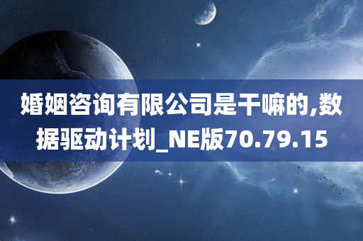 婚姻咨询有限公司是干嘛的,数据驱动计划_NE版70.79.15