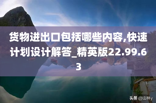 货物进出口包括哪些内容,快速计划设计解答_精英版22.99.63