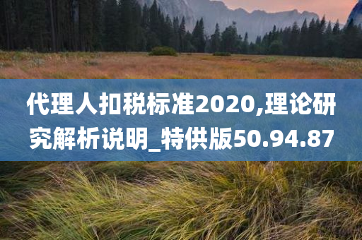 代理人扣税标准2020,理论研究解析说明_特供版50.94.87