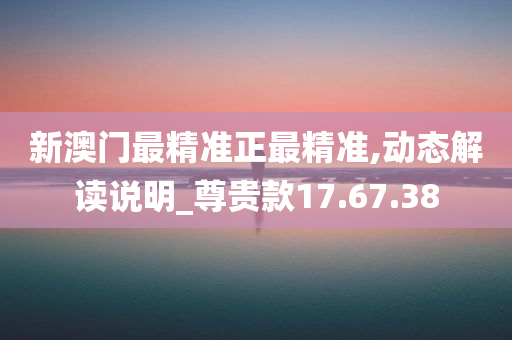 新澳门最精准正最精准,动态解读说明_尊贵款17.67.38