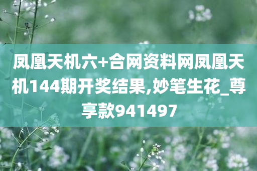 凤凰天机六+合网资料网凤凰天机144期开奖结果,妙笔生花_尊享款941497