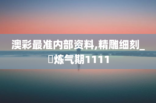 澳彩最准内部资料,精雕细刻_‌炼气期1111