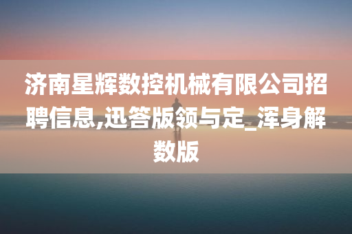 济南星辉数控机械有限公司招聘信息,迅答版领与定_浑身解数版