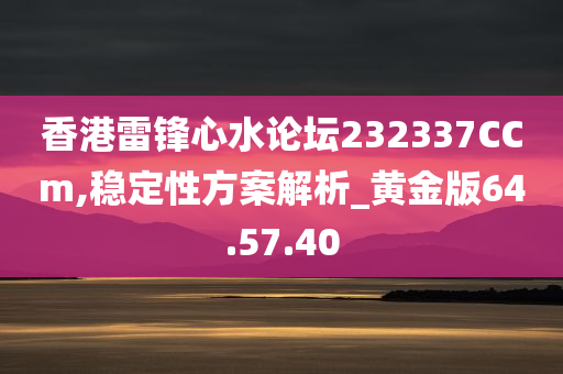 香港雷锋心水论坛232337CCm,稳定性方案解析_黄金版64.57.40